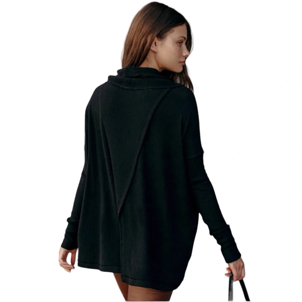 Free People Juicy Long Sleeve Cowl Neck Top Women Color Black Size S
